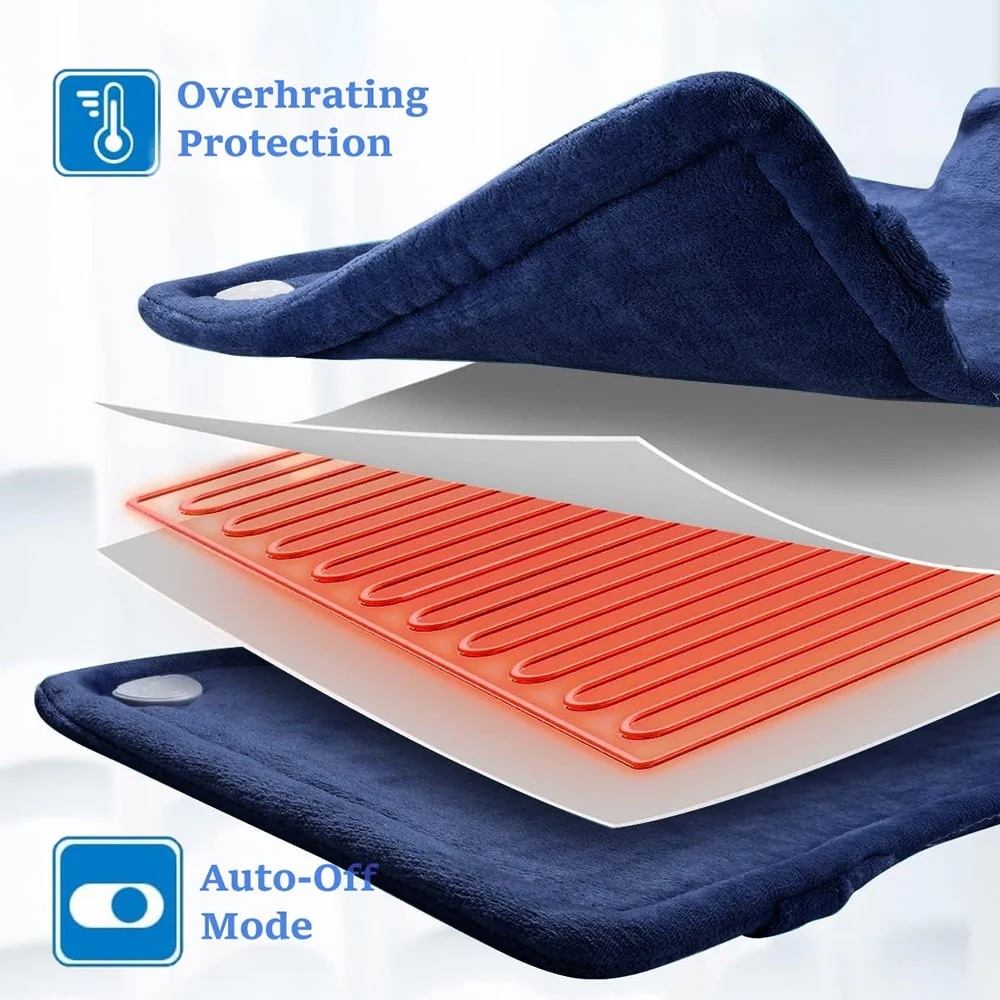 kibhous Heating Pad for Back, Neck and Shoulders, 24 x 33 inches with 10 Heating Levels , Dark Blue - Image 4