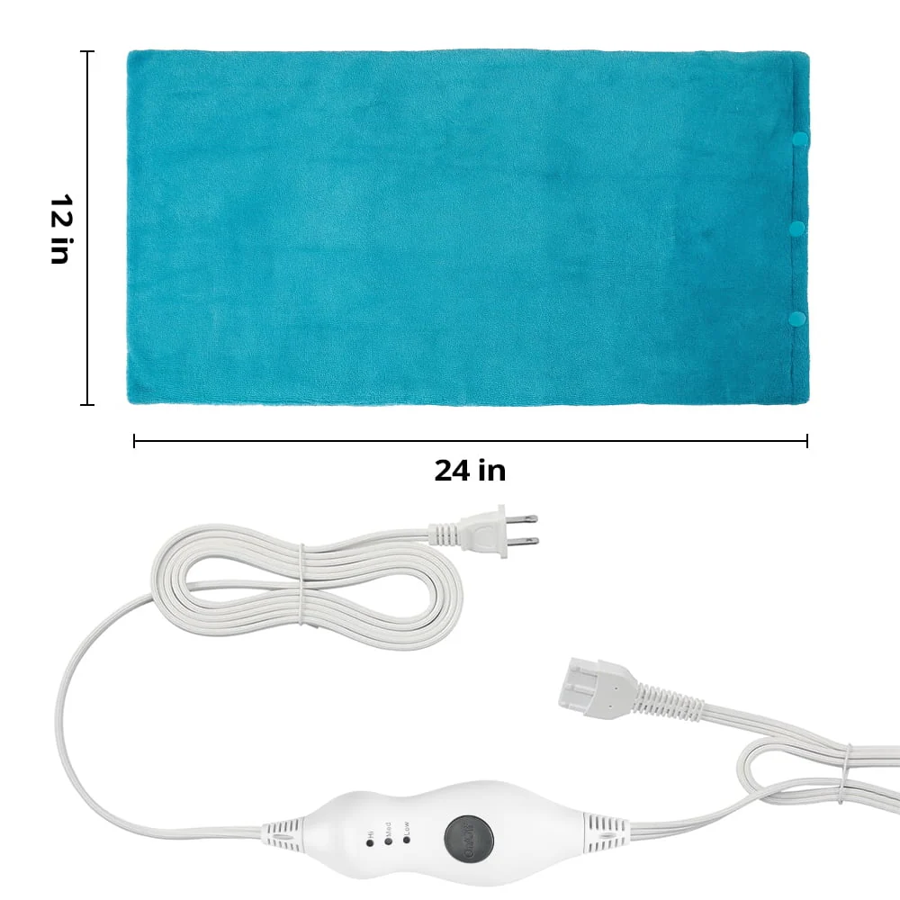 12" x 24" Heating Pad with 3 Heat Settings Auto Shut Off,Machine Washable Removable Cover Blue - Image 6