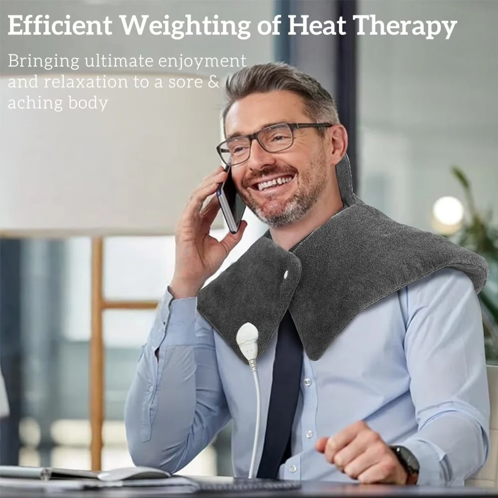 18" x 25"Heating Pad for Neck and Shoulders, Heat Pad for Pain Relief, 3 Heat Settings, Auto-Off, Gifts for Women Men,Grey - Image 5