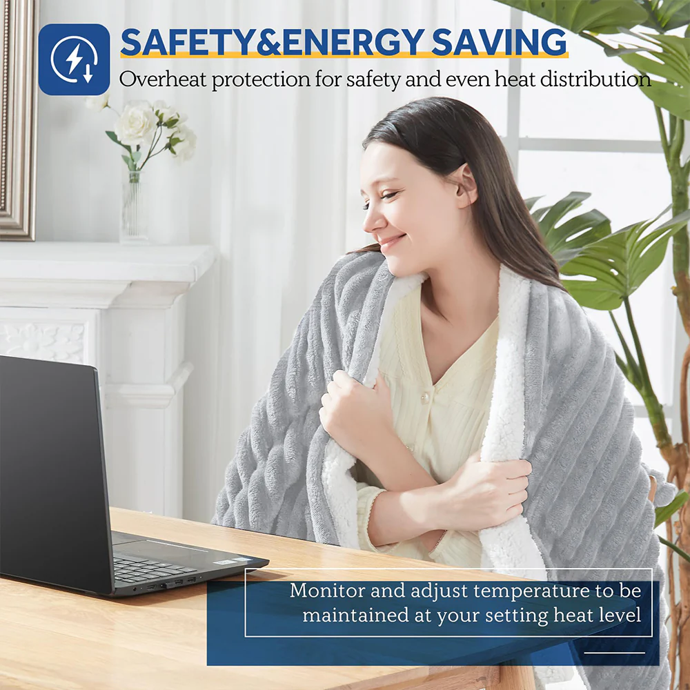 Heated Electric Throw Blanket, 50"x60", 6 Heat Levels, Auto-Off Timer, Machine Washable - Image 10