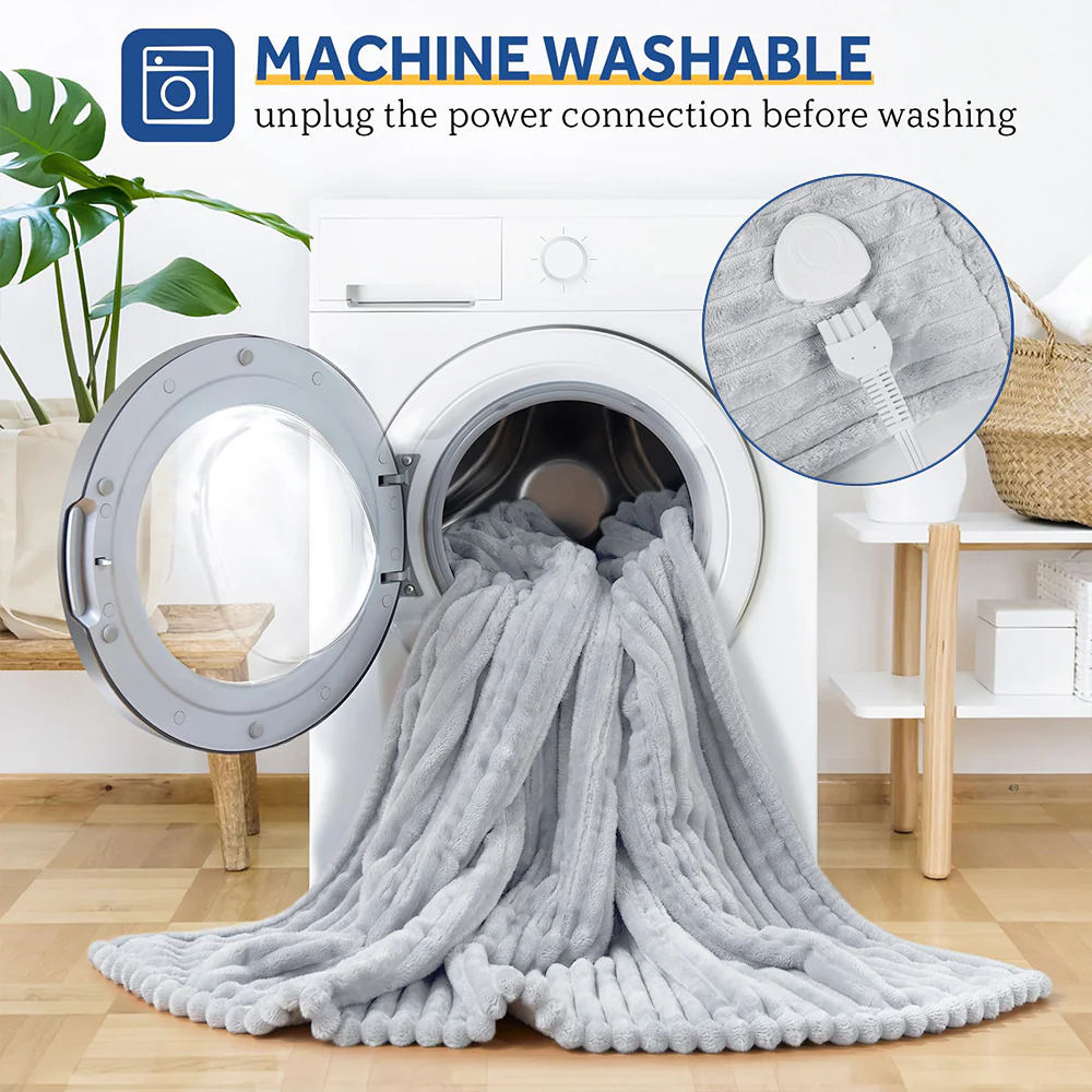 Heated Electric Throw Blanket, 50"x60", 6 Heat Levels, Auto-Off Timer, Machine Washable - Image 8