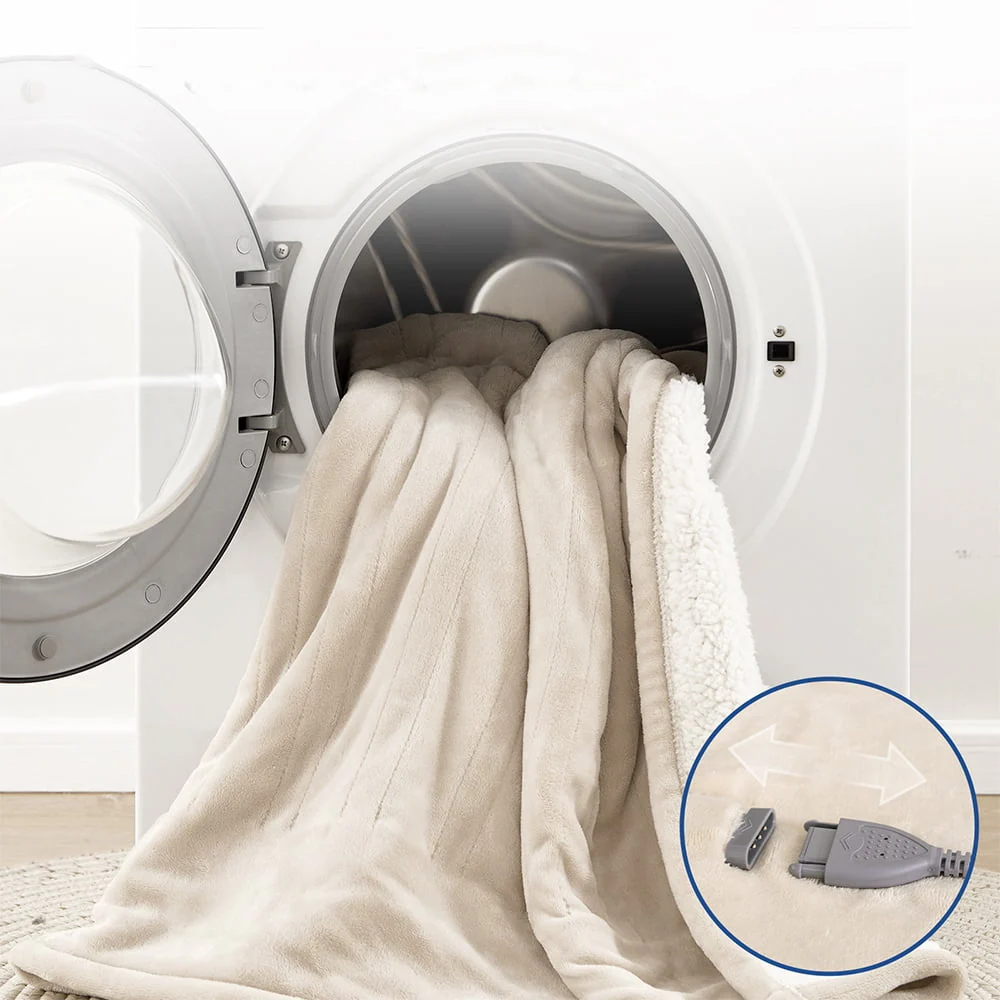 kibhous Electric Blanket Queen Size,Flannel and Shu velveteen Heated Blanket with 10 Heating Levels & 1-8 Hours Auto Shut Off, Machine Washable, Beige, 84" x 90" - Image 8