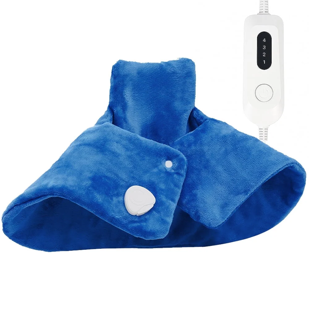 kibhous Electric Heat Pad for Neck and Shoulders, Heating Pad with 4 Heat Settings & Auto Shut Off, Machine Washable Heating Pad, Gifts for Family, Blue - Image 8