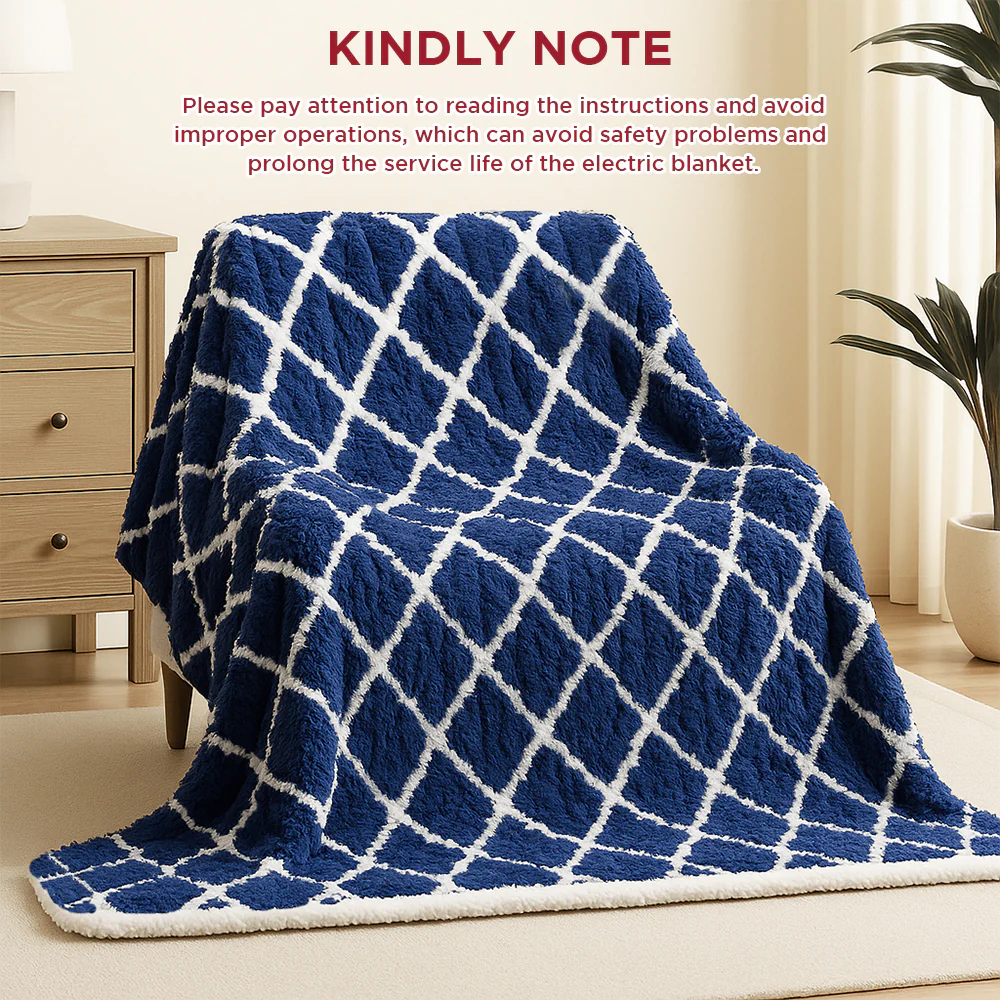 kibhous Heated Blanket Throw 50''X60''-with 6 Heating Levels ,8-Hour Selectable Auto Shut-Off (Blue) - Image 7