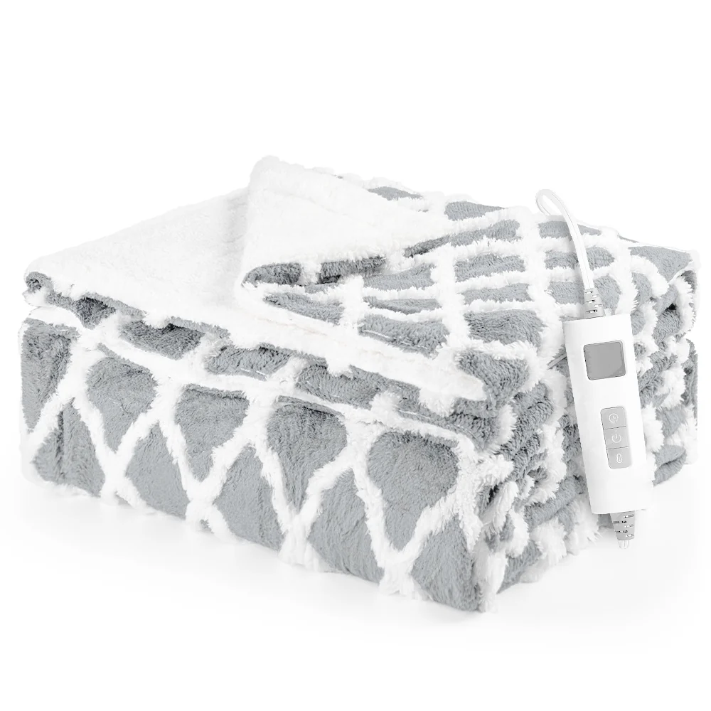 kibhous Heated BlanketThrown 50''X60''-with 6 Heating Levels , 8-Hour Selectable Auto Shut-Off (Gray) 
