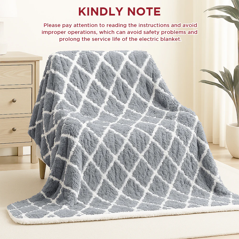 kibhous Heated BlanketThrown 50''X60''-with 6 Heating Levels , 8-Hour Selectable Auto Shut-Off (Gray) - Image 7